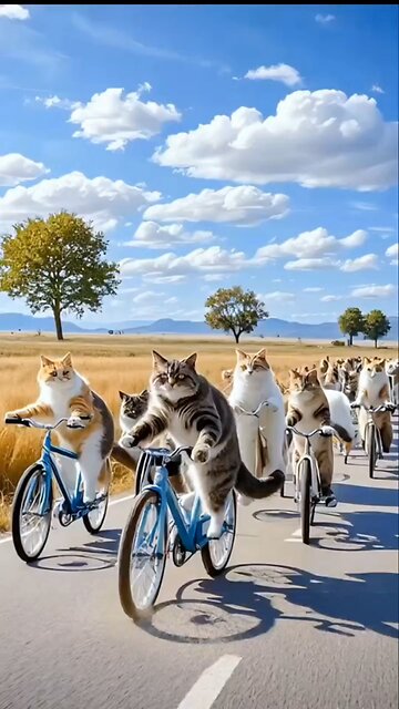 funny cat villagers raceing bicycle 🚲