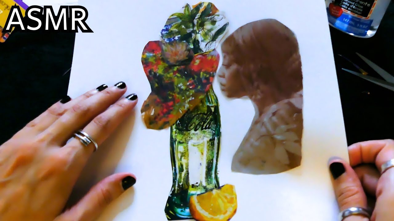 ASMR Scrapbooking from Magazines (whispers, scissor sounds, paper sounds)