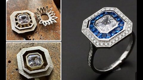 Make 18K White Gold Ring With Diamond & Blue Sapphire