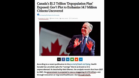 ☠️💉☠️ THE CANADIAN GOV DEATH CULT ☠️💉☠️ Canada’s $1.2 Trillion ‘Depopulation Plan’ Exposed: