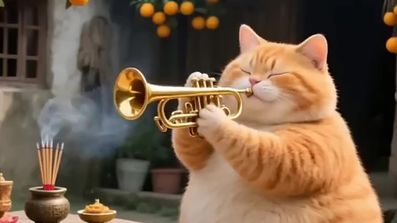 Fat Orange Cat and Shrimp Friend