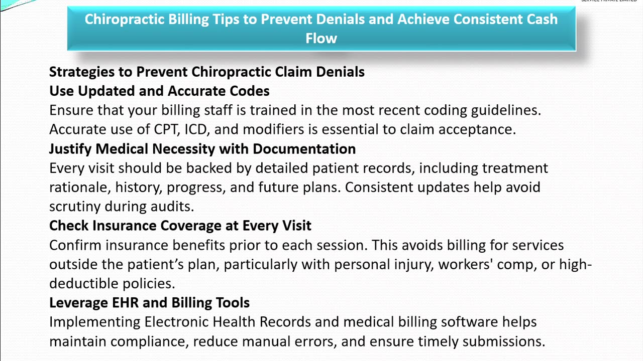 Chiropractic Billing Tips to Prevent Denials and Achieve Consistent Cash Flow
