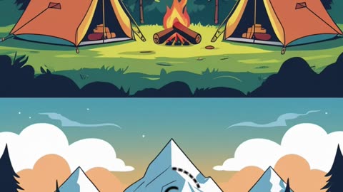 Mountain Camp Puzzle: Only 1 Tiny Difference! 🔍⛰️