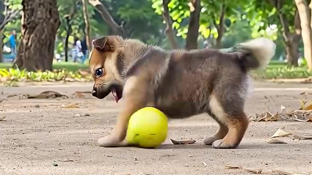 Cute puppy playing