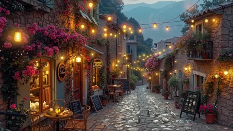 Spring Evening Jazz in an Old Village 🌸 Warm Lights, Cozy Coffee & Peaceful Nostalgic Vibes ✨