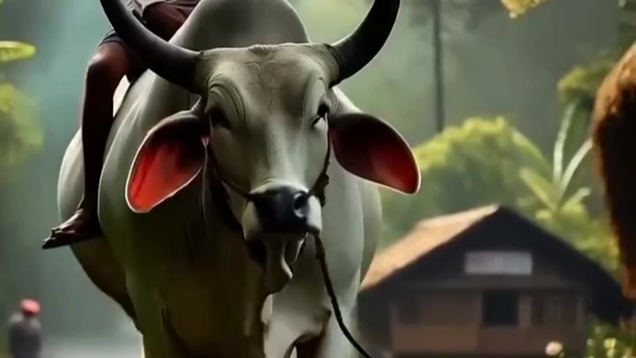 "Hard Working Cow🐄 and His Cruel Farmer Owner"-AI generated
