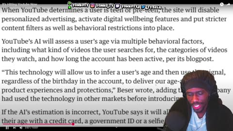 YOUTUBE WANTS YOUR INFORMATION SMH