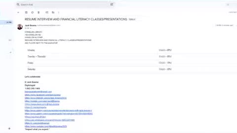 RESUME INTERVIEW AND FINANCIAL LITERACY CLASSES/PRESENTATIONS
