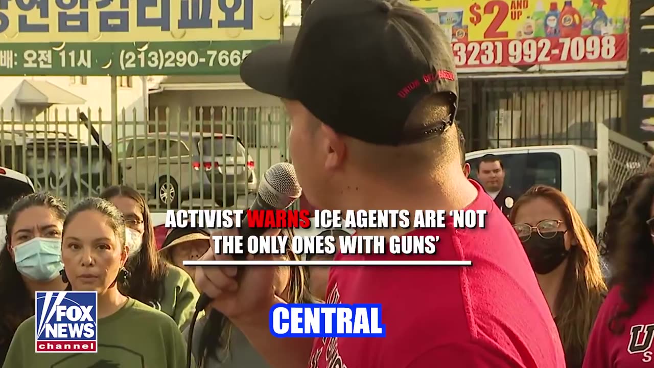 Anti-ICE protester in LA issues a threat to ICE agents, saying ICE is "not the only
