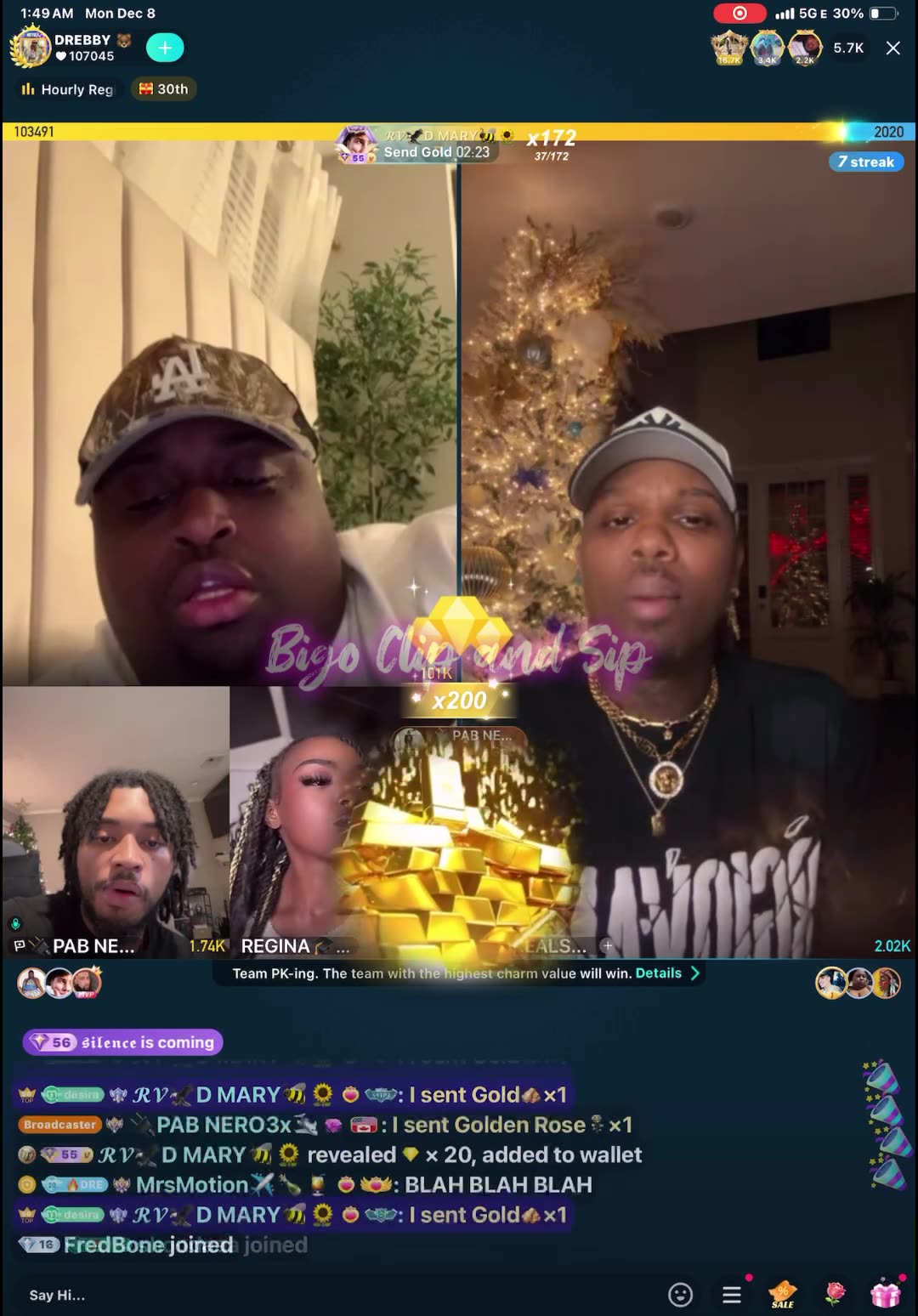 Team PK DreBaby Pablo LateNight BigEarl ft Liyah vs Supa w/spitting incident 12/8/25 #bigoclipandsip