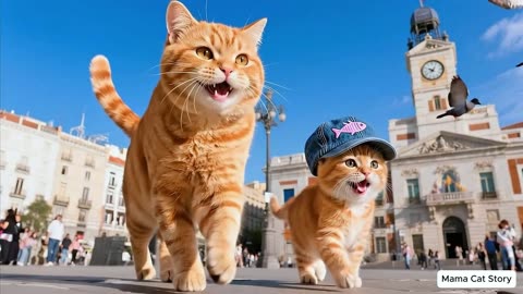 Grapes Gone Missing! 🍇 Ginger Kitten _ Mama Cat Discover a Fox in Need 🦊❤️..