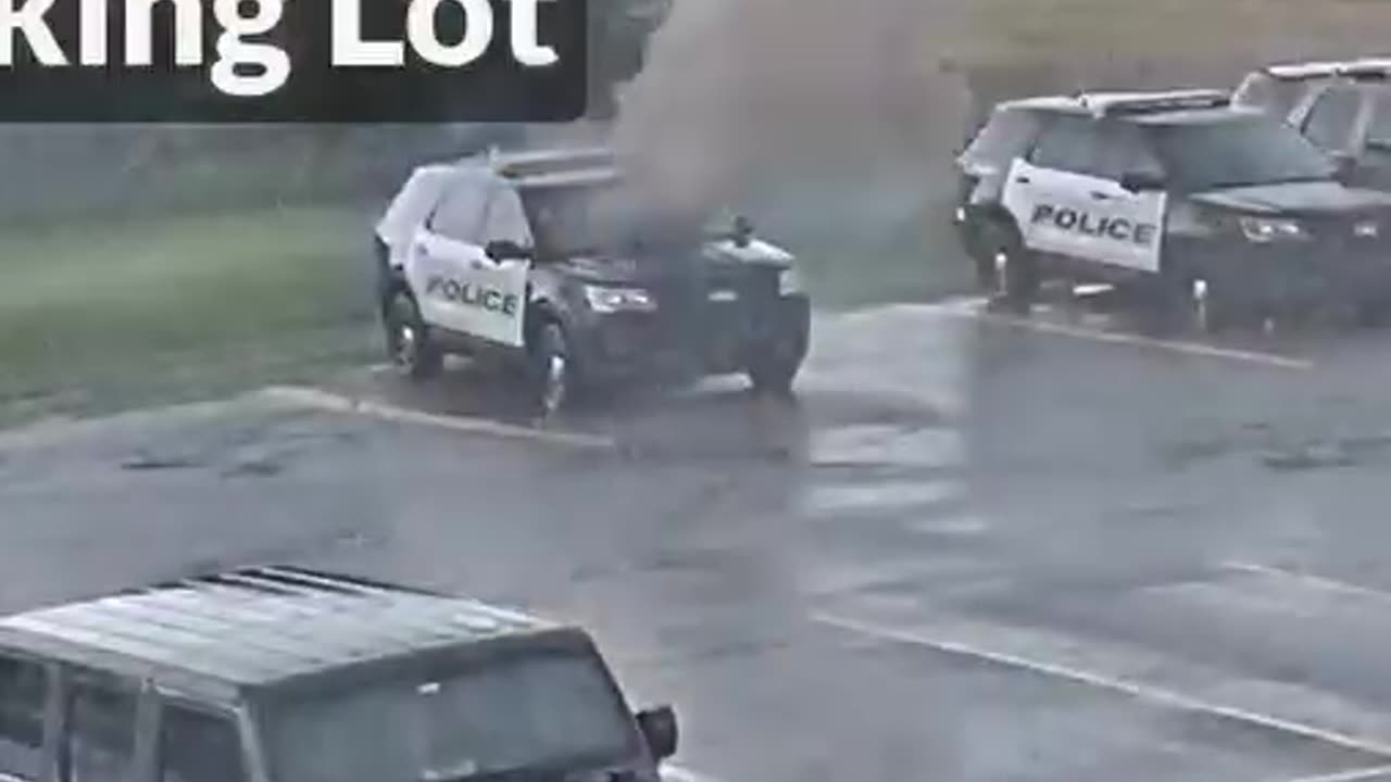 Cop Car Hit By Lightning