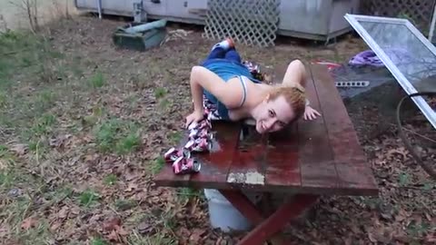 Crushing Cans with Breasts & Butt