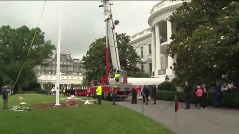 White House South Lawn donned with new Flagpole paid for by POTUS