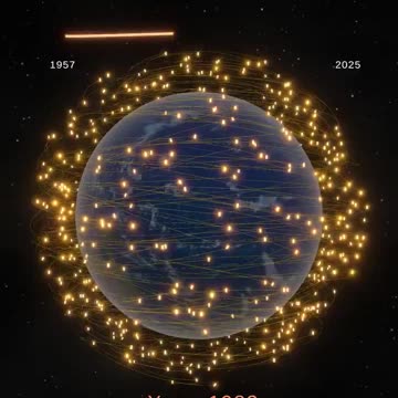Number of satellites launched into space each year 1957-2024