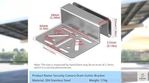 ZT-NET Stainless Steel Gutter Mount for Outdoor Security Camera and Solar Panel,