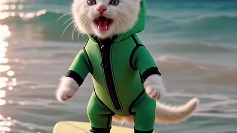Shredding the Gnar with My Cat 🌊🏄_♂️#cat #cute #cats #frog
