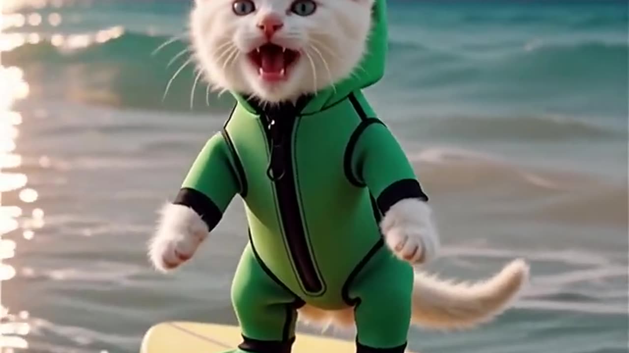 Shredding the Gnar with My Cat 🌊🏄_♂️#cat #cute #cats #frog