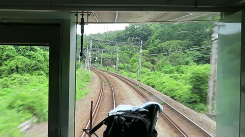 Cab view of an Odakyu 8000 Series heading to Tokyo