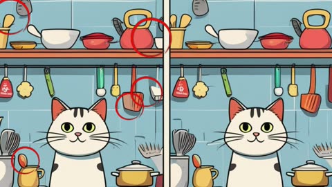 Spot the Difference: Cute Cat’s Kitchen Adventure! 🥄🐈