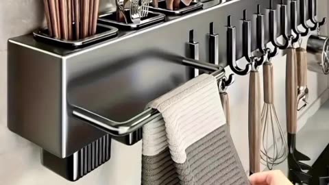 No-Drill Kitchen Organizer! Sturdy, Stylish, and Easy Installation | Kitchen Utensil Rack Review