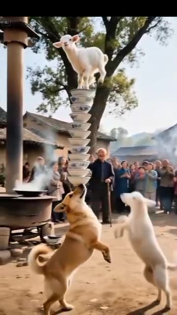 Dog 🐕 and Sheep 🐑 in a marvellous act.