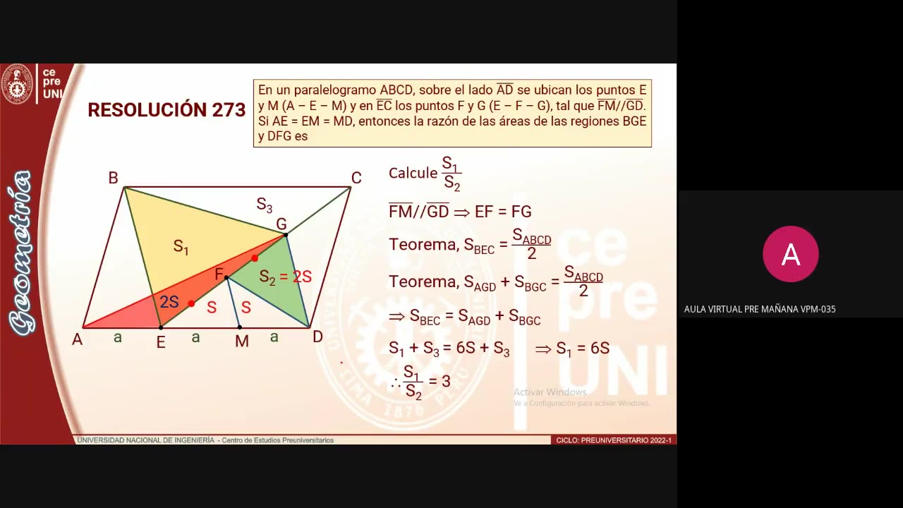 CEPRE UNI 2022 - 1 | Semana 12 | Geometría S1