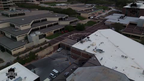 Drone footage shows the Charlie Kirk assassination crime scene at Utah Valley University,
