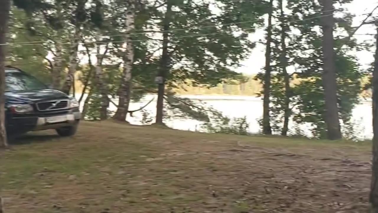 Camping with a campfire and a tent