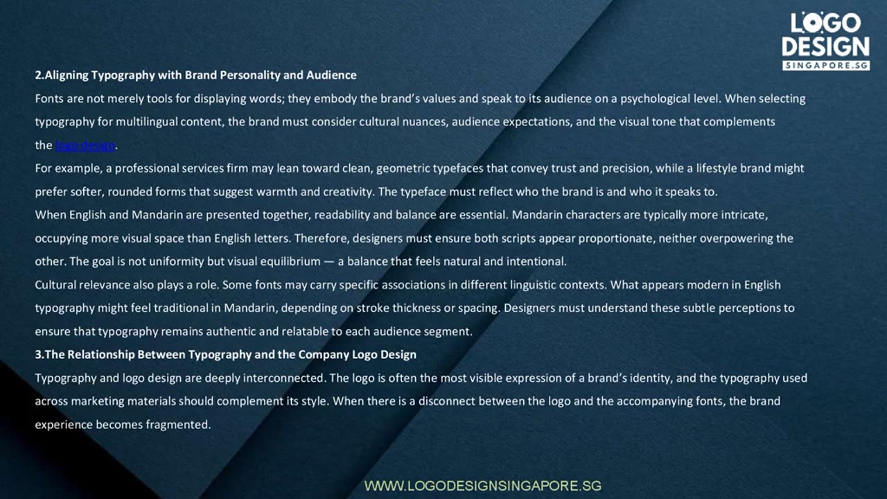 Typography and Readability in a Multi Lingual Context — Logo Design Singapore