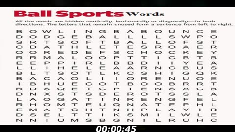 Ball sports words search: How many words can you find? Take note of your findings