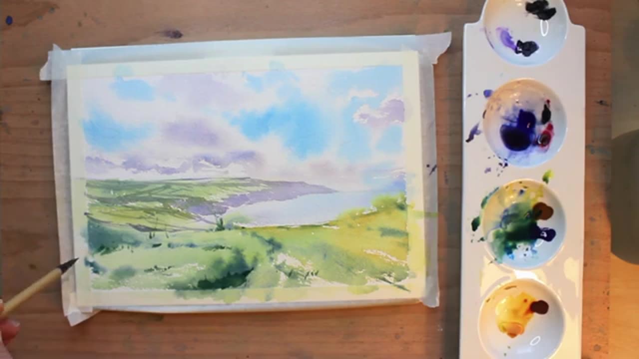Watercolor skies are so much easier when you do this!
