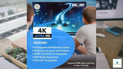 OREI HDMI Switch 4K HDMI Splitter - 2x1 Bi Directional - 4:4:4 8-bit - HDMI 2.0, HDCP 2.2,