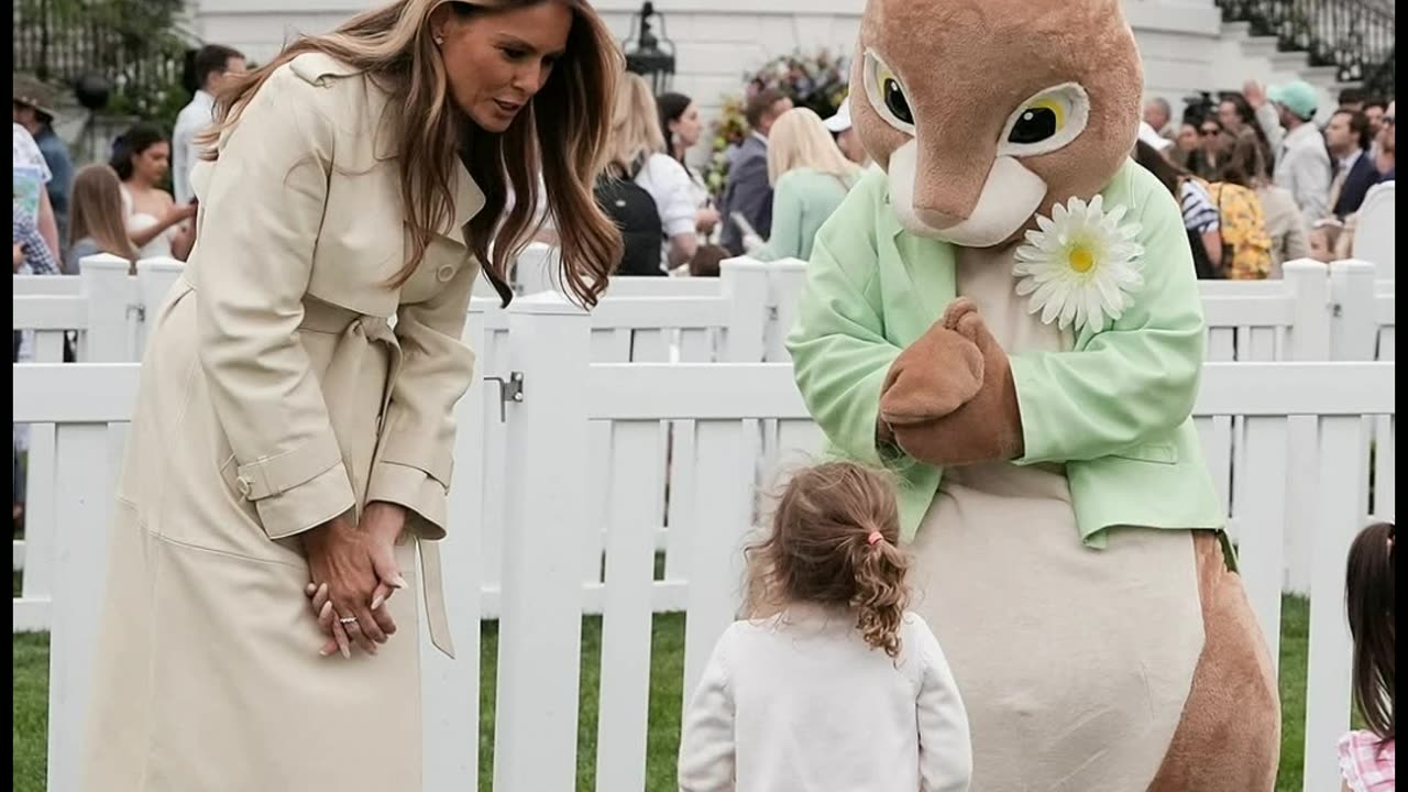 The First Lady of America spending time with children on the occasion of Easter