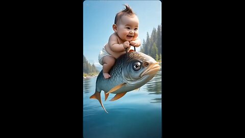 "This Baby Rides a Fish Like a Pro — Too Funny!"