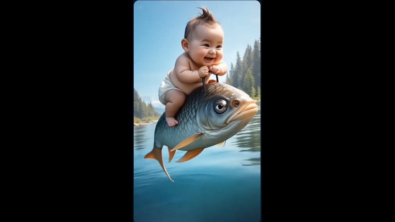 "This Baby Rides a Fish Like a Pro — Too Funny!"