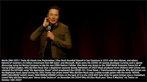 Elon Musk | "We Will Be Making Maybe 100 Million Robots Per Year...We Will Still Have Human to Human Competitions...Enhancement of Humans...We Could Absolutely Provide Super Human Abilities Via Neuralink." - 3/20/2025