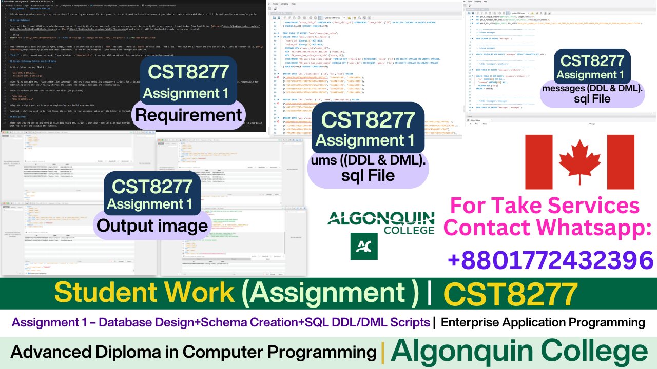 Client Work (Assignment) | CST8277 Database Assignment Solved | Algonquin College
