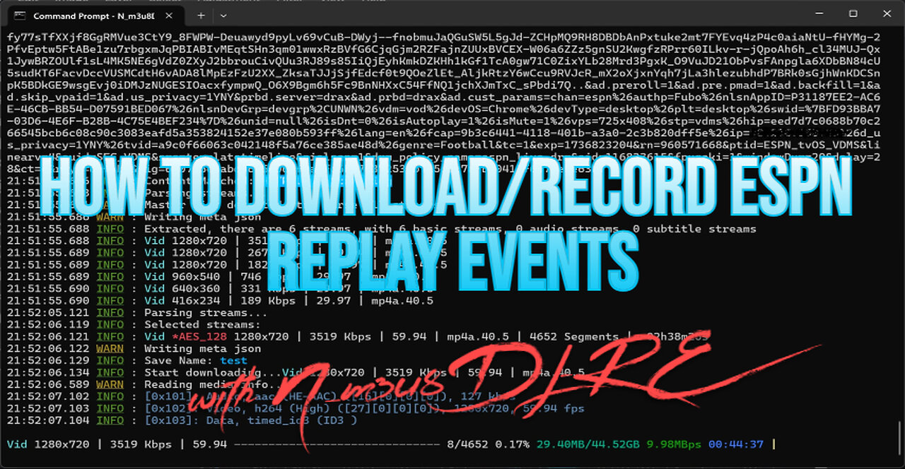 How to Download/Save/Record ESPN Replays using N_m3u8DL-RE (January 2025)