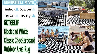 GOTGELIF Black and White Classic Checkerboard Outdoor Area Rug