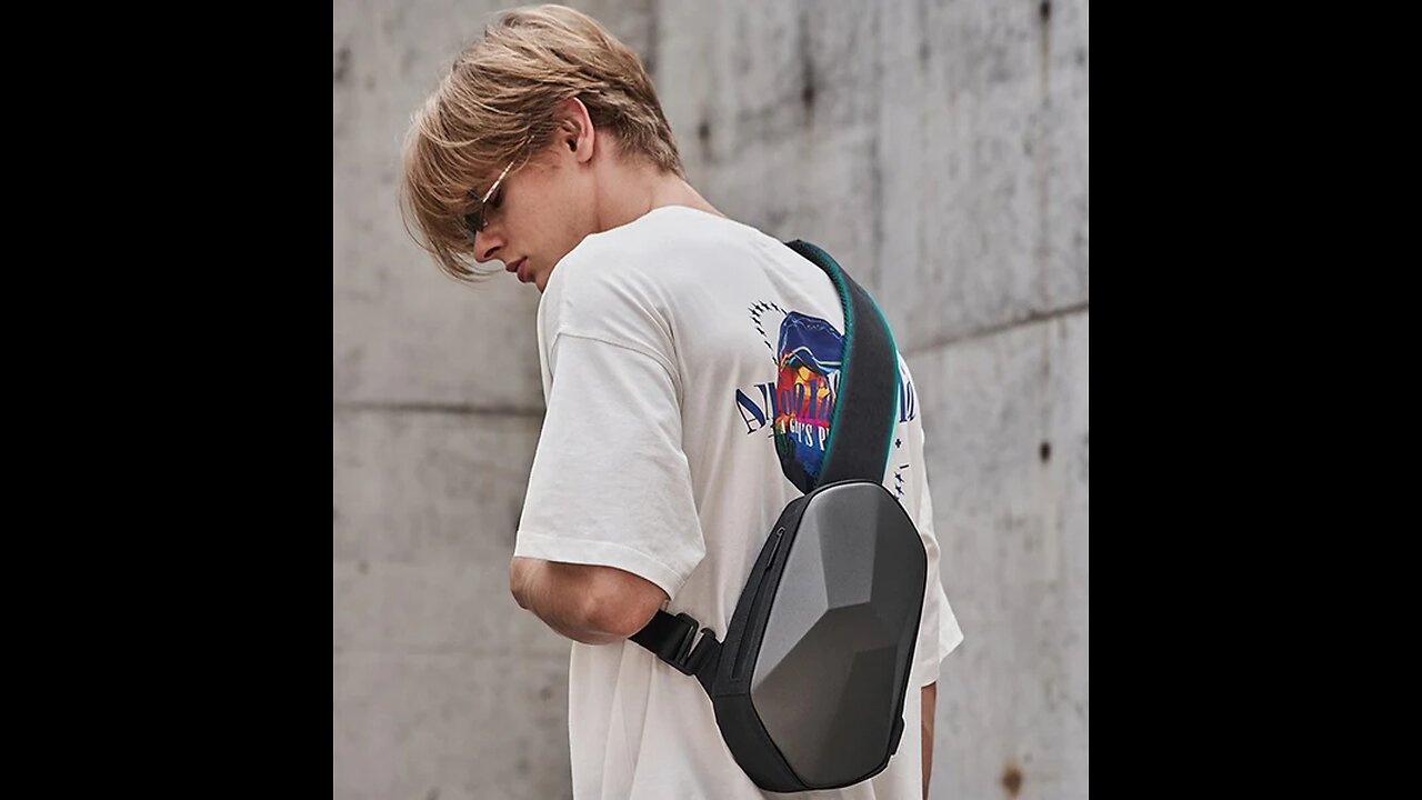 Anti-theft, Waterproof, Anti-collision Chest Bag, with Geometric 3D Shell, Side USB Interface