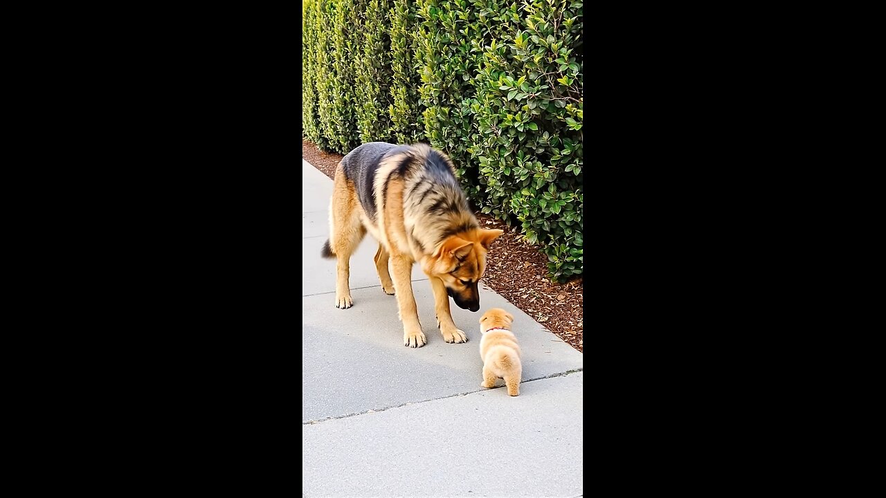 Big Dog Comforts Crying Tiny Puppy in the Sweetest Way