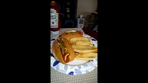 Eating Hebrew National Beef Franks, Dbn, MI, 5/21/25