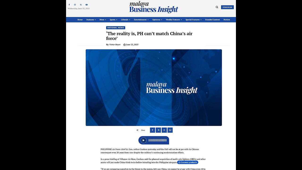 Philippines can’t Match China’s Air Force, and DND Decision on the MRF Acquisition to be “very soon”