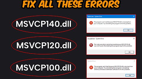 Fix Missing DLL Error in WINDOWS Once and For All