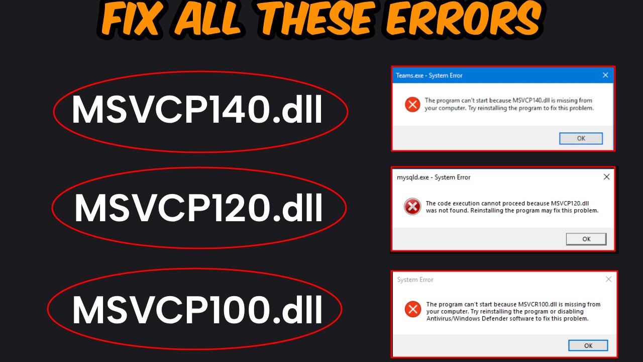 Fix Missing DLL Error in WINDOWS Once and For All