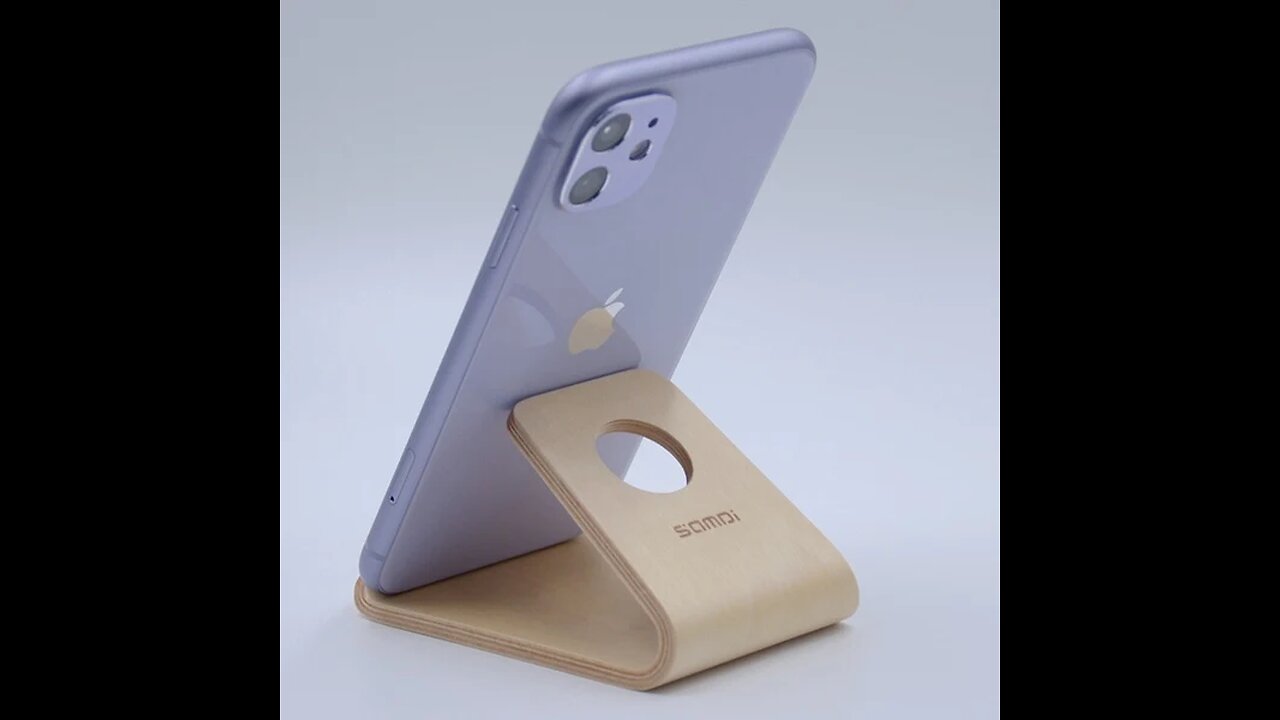 Portable Wood Smartphone Holder, with Ergonomic Design, for Phones & Tablets