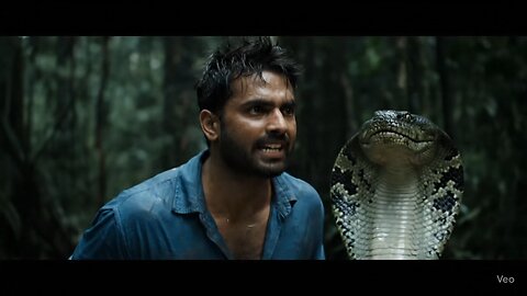 forest man and anaconda snake scene