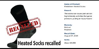 Heated socks recalled