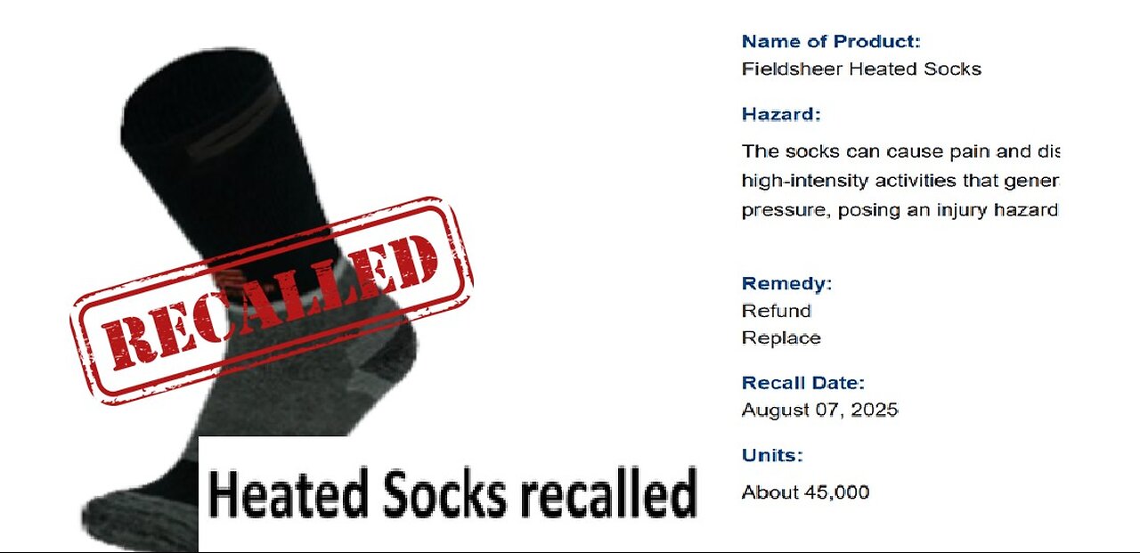 Heated socks recalled